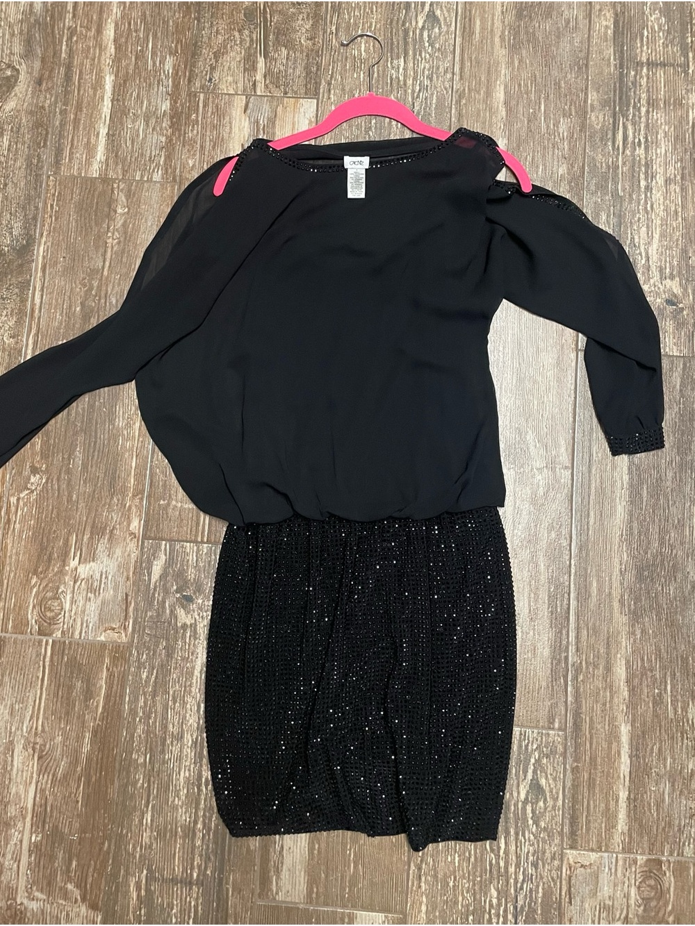 Cache Black Sequin Trim Dress